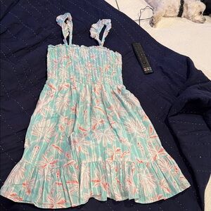 Vineyard Vines Aqua Floral Kids Dress
